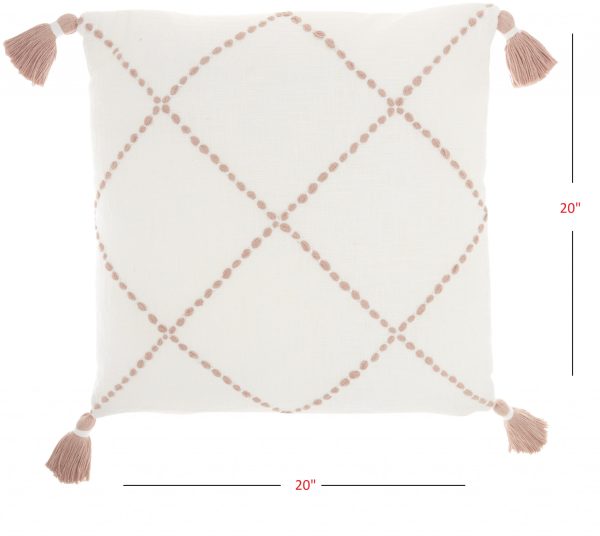Boho Blush Pink Cotton Accent Throw Pillow - Image 5