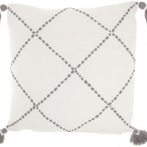 Boho Grey Cotton Accent Throw Pillow