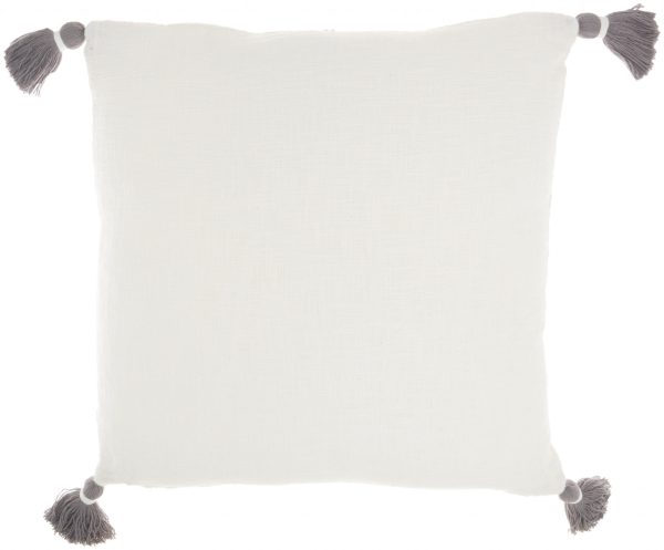 Boho Grey Cotton Accent Throw Pillow - Image 2