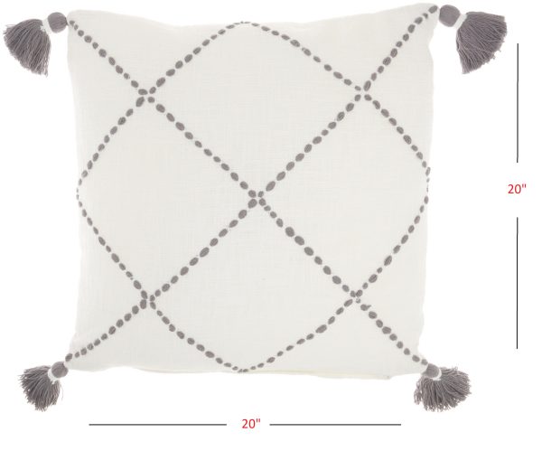 Boho Grey Cotton Accent Throw Pillow - Image 5