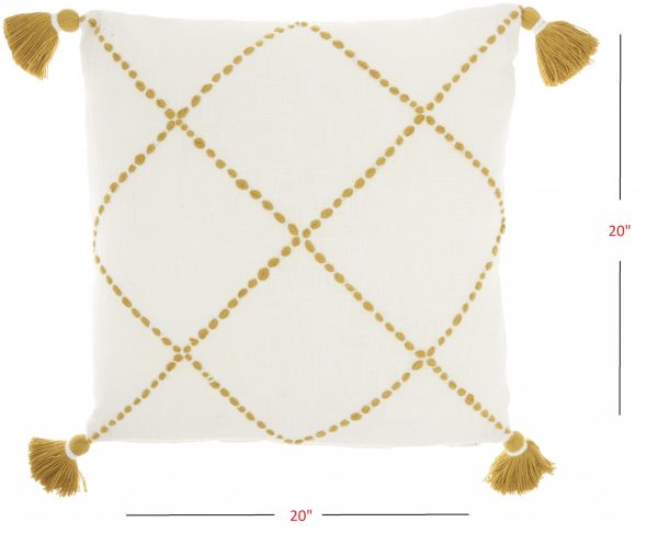 Boho Mustard Cotton Accent Throw Pillow - Image 5