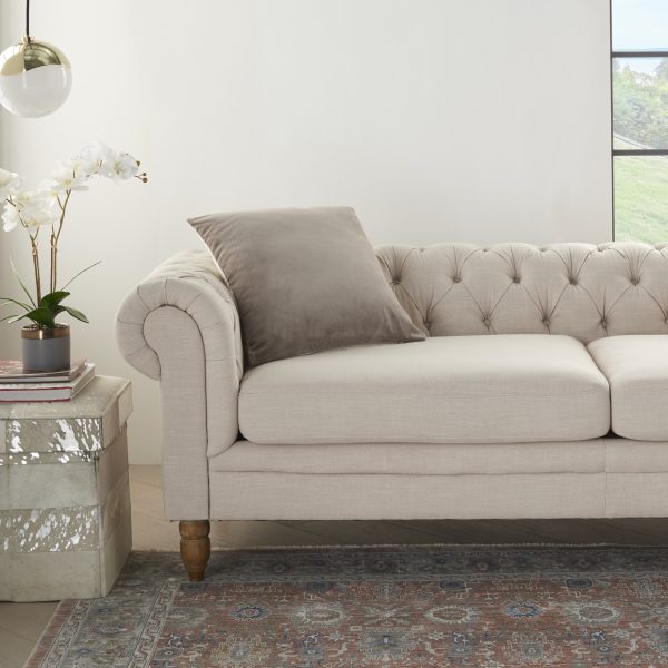 Taupe Soft Velvet Accent Throw Pillow - Image 3