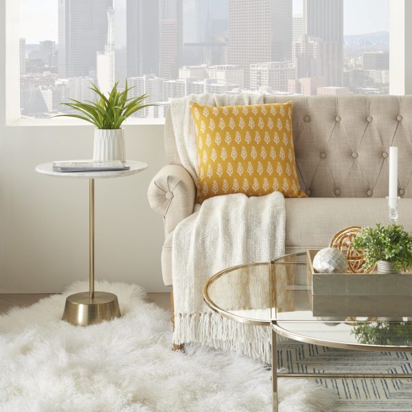 18" Yellow and White Coral Reef Pattern Throw Pillow - Image 3