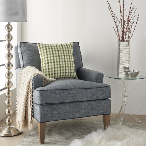 Green and Ivory Gingham Pattern Throw Pillow - Image 2