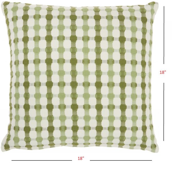 Green and Ivory Gingham Pattern Throw Pillow - Image 4