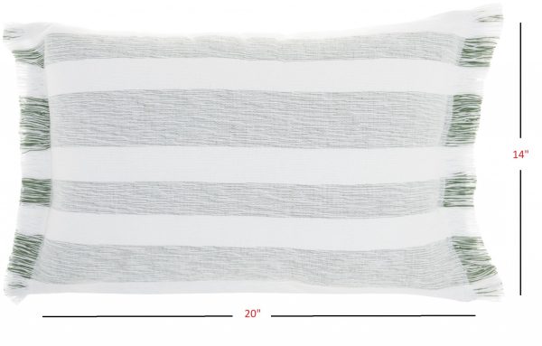 Green and White Stripes Lumbar Throw Pillow - Image 5