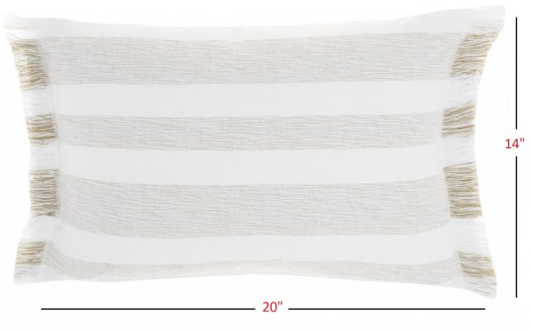 Taupe and White Stripes Lumbar Throw Pillow - Image 5