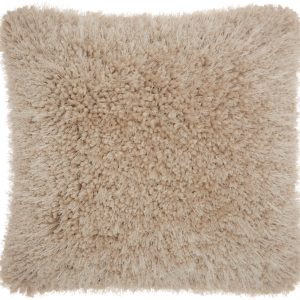 Fluffy Beige Shag Accent Throw Pillow