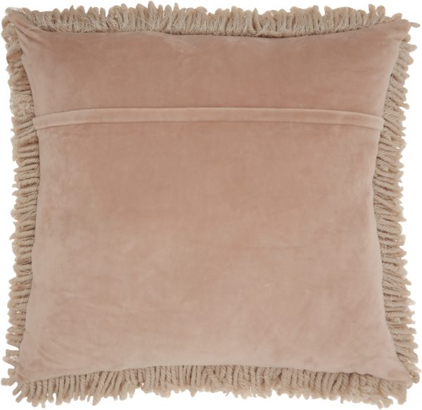 Fluffy Beige Shag Accent Throw Pillow - Image 2