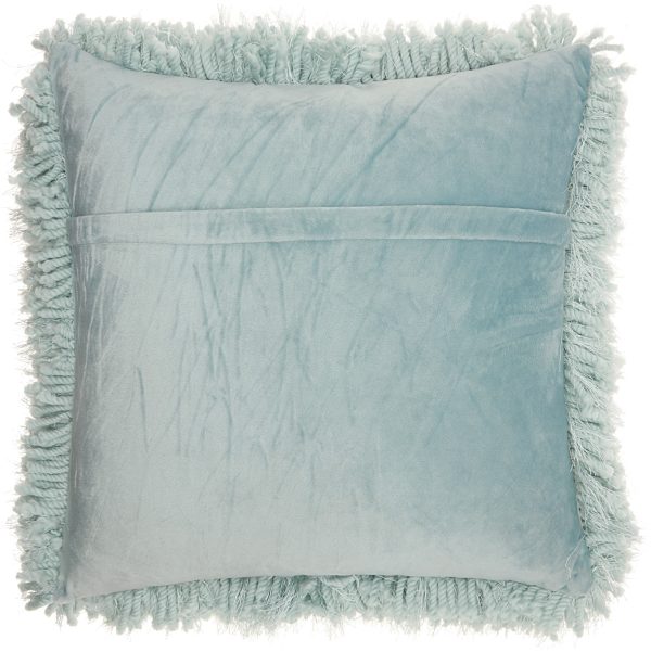 Fluffy Celadon Blue Shag Accent Throw Pillow - Image 2