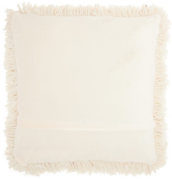 Fluffy Cream Shag Accent Throw Pillow - Image 2