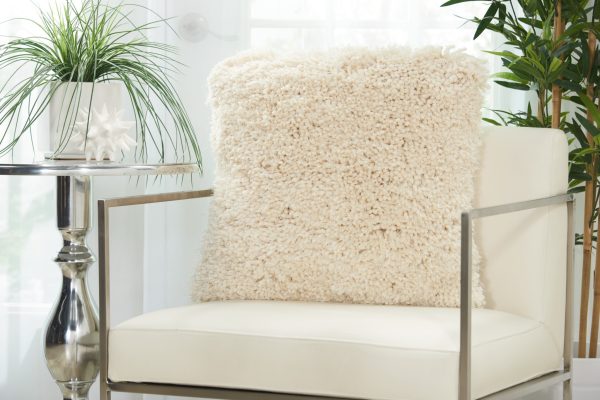 Fluffy Cream Shag Accent Throw Pillow - Image 3