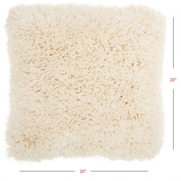 Fluffy Cream Shag Accent Throw Pillow - Image 4