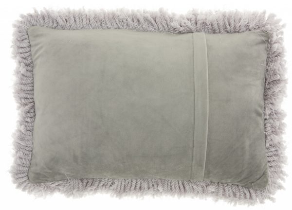 Pale Gray Knubby Plush Lumbar Throw Pillow - Image 2