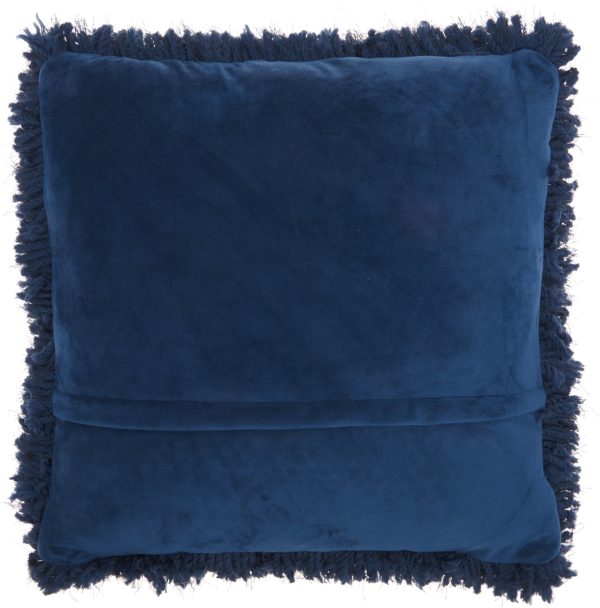 Fluffy Navy Shag Accent Throw Pillow - Image 2