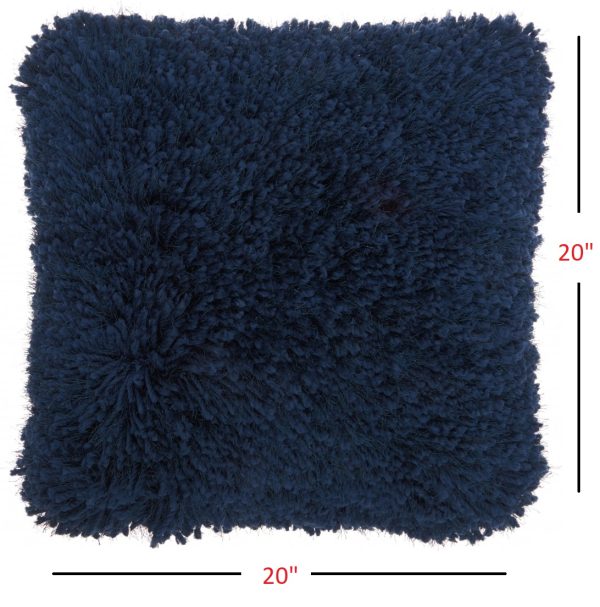 Fluffy Navy Shag Accent Throw Pillow - Image 4