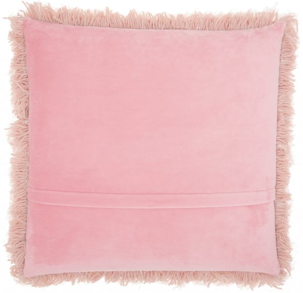 Fluffy Rose Pink Shag Accent Throw Pillow - Image 2