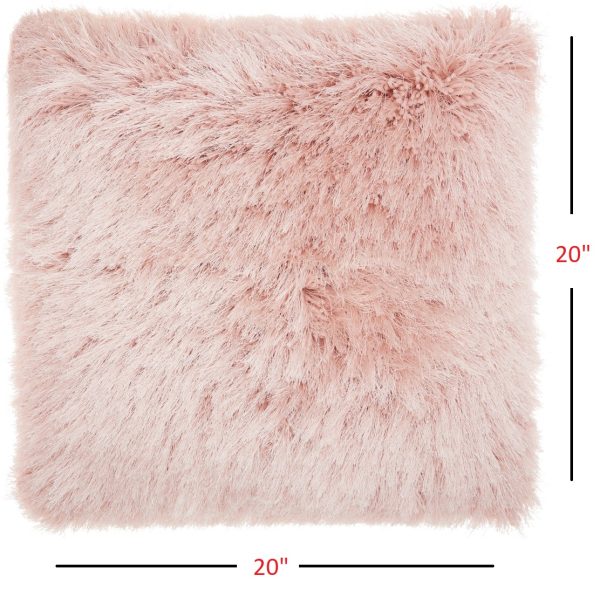 Fluffy Rose Pink Shag Accent Throw Pillow - Image 4