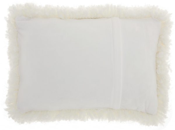 White Knubby Plush Lumbar Throw Pillow - Image 2