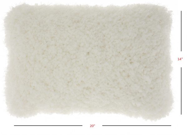 White Knubby Plush Lumbar Throw Pillow - Image 3