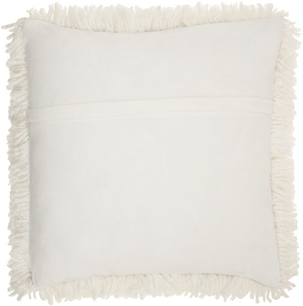 Fluffy White Shag Accent Throw Pillow - Image 2