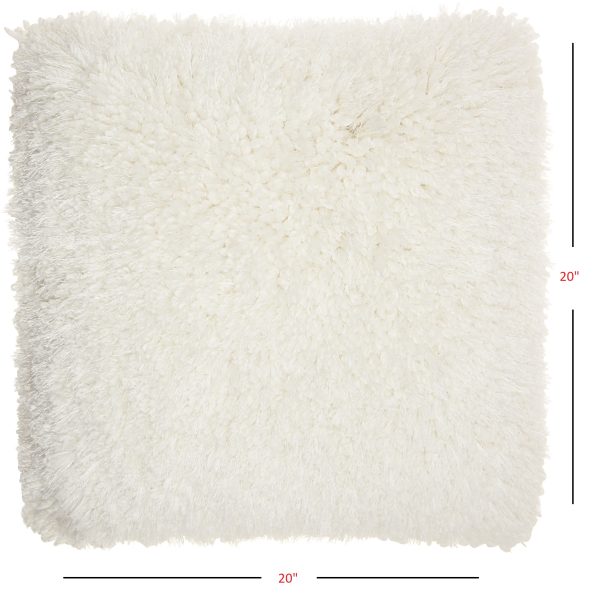 Fluffy White Shag Accent Throw Pillow - Image 3