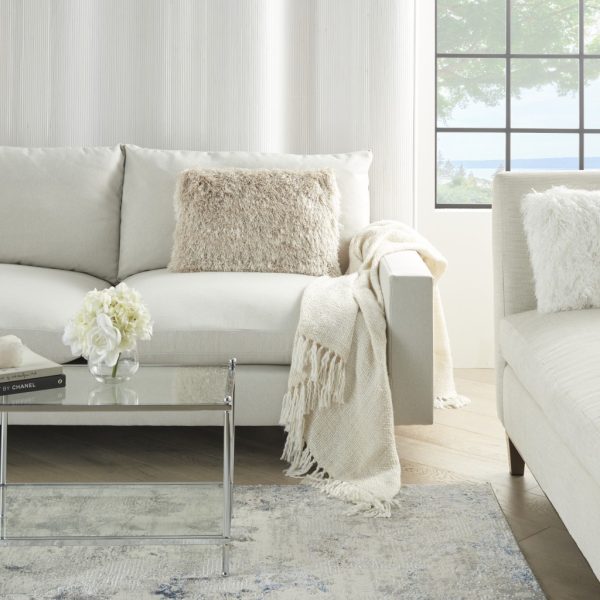 Beige Super Shaggy Throw Pillow - Image 3