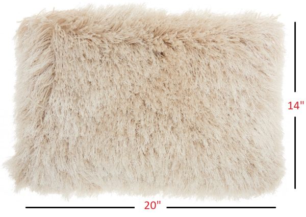 Beige Super Shaggy Throw Pillow - Image 4