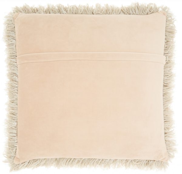 Plush Beige Shag Accent Throw Pillow - Image 2