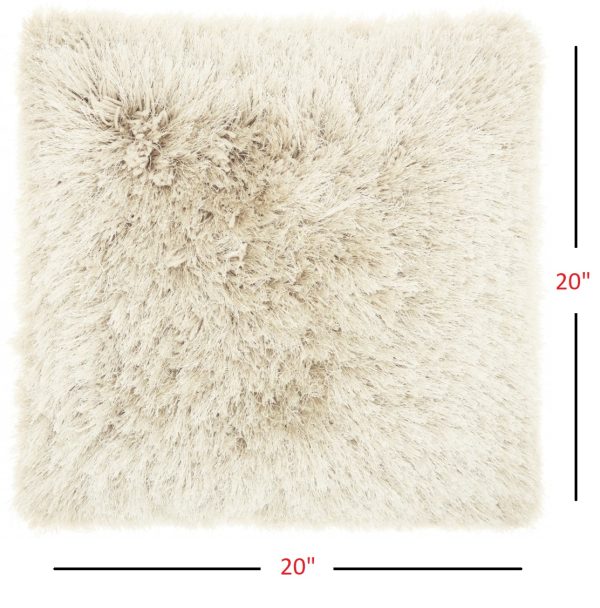 Plush Beige Shag Accent Throw Pillow - Image 4
