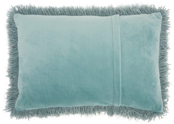 Pale Teal Super Shaggy Throw Pillow - Image 2