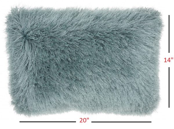 Pale Teal Super Shaggy Throw Pillow - Image 4