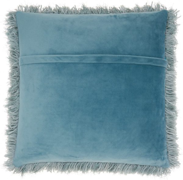 20" Green Metallic Yarn Super Shag Throw Pillow - Image 2
