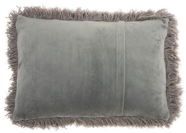 Slate Gray Super Shaggy Throw Pillow - Image 2