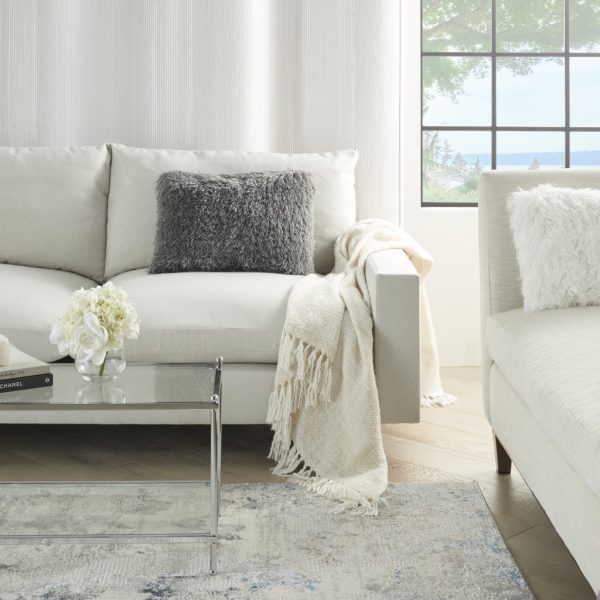 Slate Gray Super Shaggy Throw Pillow - Image 3