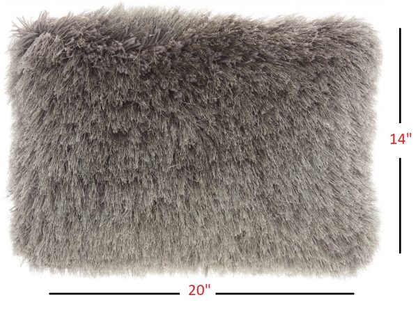 Slate Gray Super Shaggy Throw Pillow - Image 4