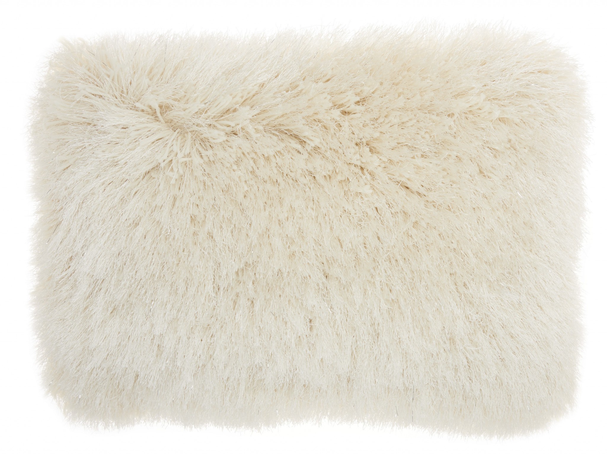 Cream Super Shaggy Throw Pillow