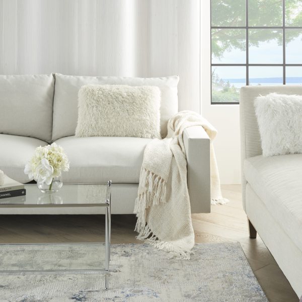 Cream Super Shaggy Throw Pillow - Image 3