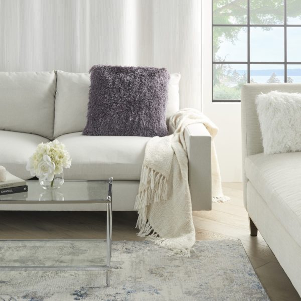 Plush Lavendar Shag Accent Throw Pillow - Image 3