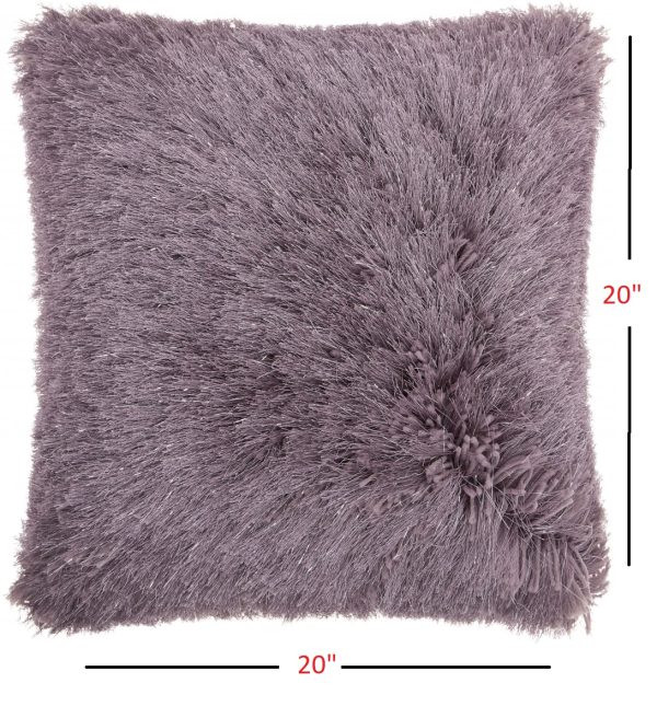 Plush Lavendar Shag Accent Throw Pillow - Image 4