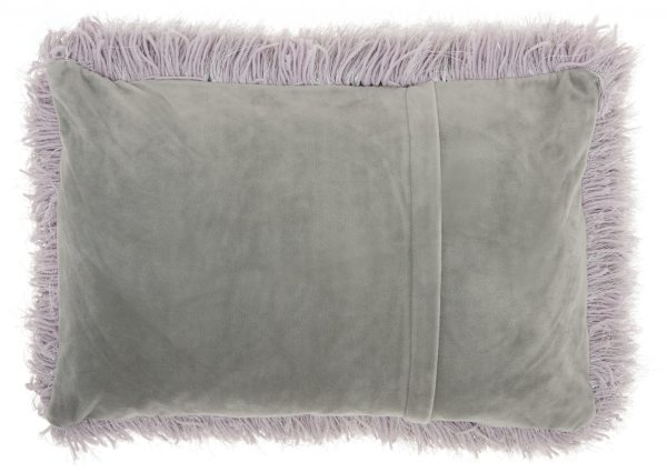 Pale Gray Super Shaggy Throw Pillow - Image 2