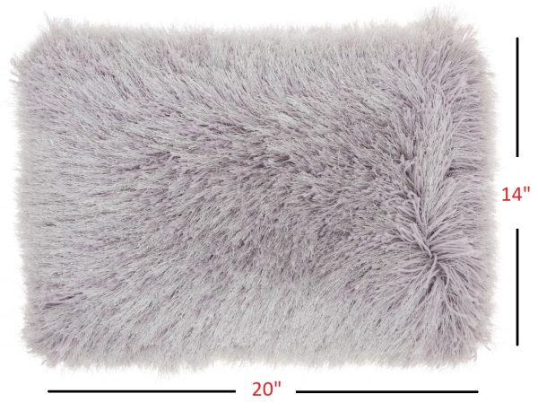 Pale Gray Super Shaggy Throw Pillow - Image 4