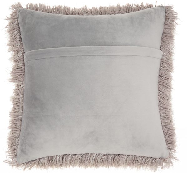 Plush Grey Shag Accent Throw Pillow - Image 2