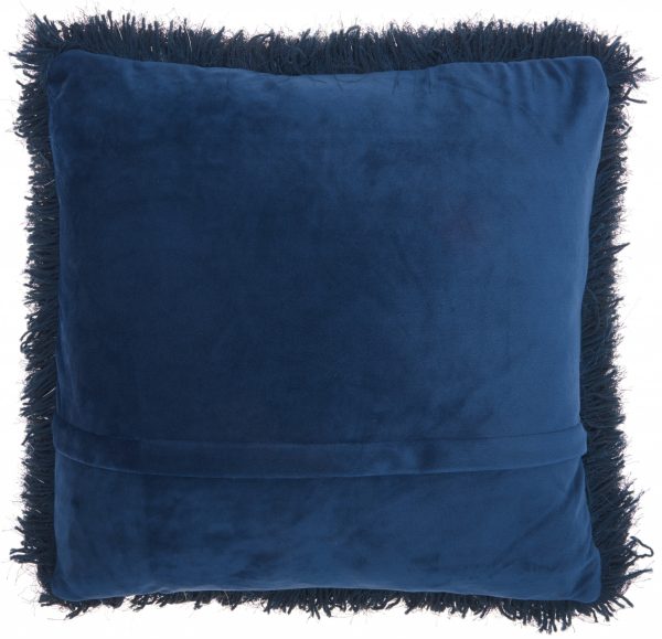 Plush Navy Shag Accent Throw Pillow - Image 2