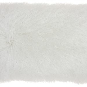 White Super Shaggy  Throw Pillow