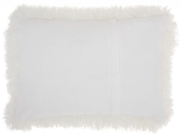 White Super Shaggy  Throw Pillow - Image 2