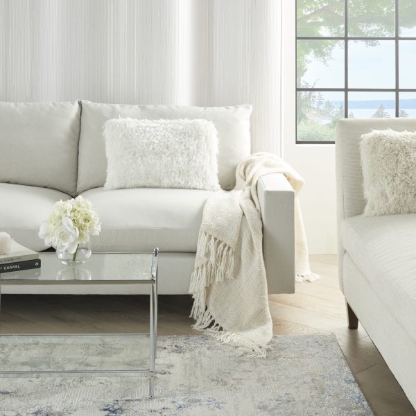 White Super Shaggy  Throw Pillow - Image 3