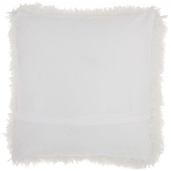 Plush White Shag Accent Throw Pillow - Image 2