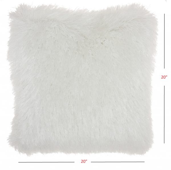 Plush White Shag Accent Throw Pillow - Image 4