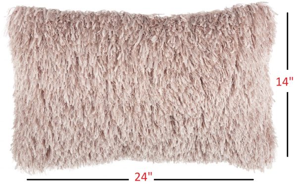 Long Blush Pink Shag Throw Pillow - Image 5